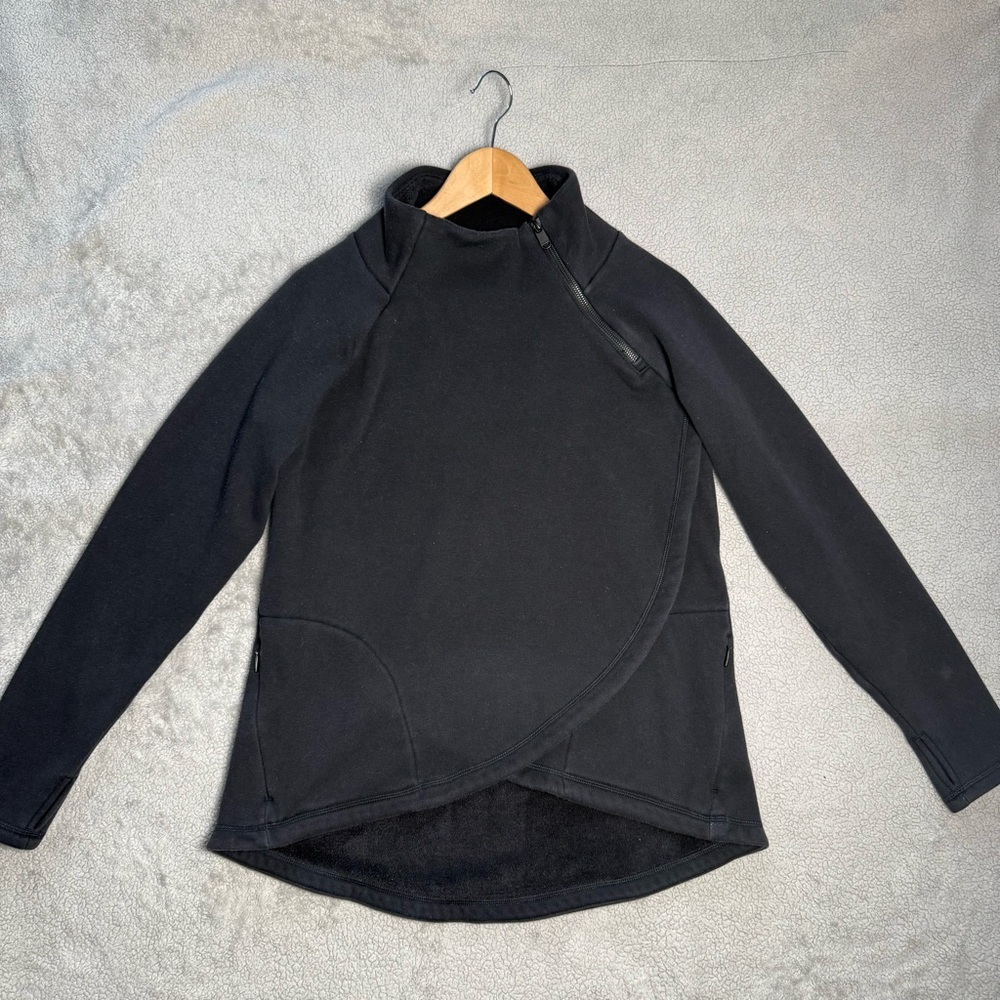 Athleta Black Quarter-Zip Side Zip Sweatshirt – Size S